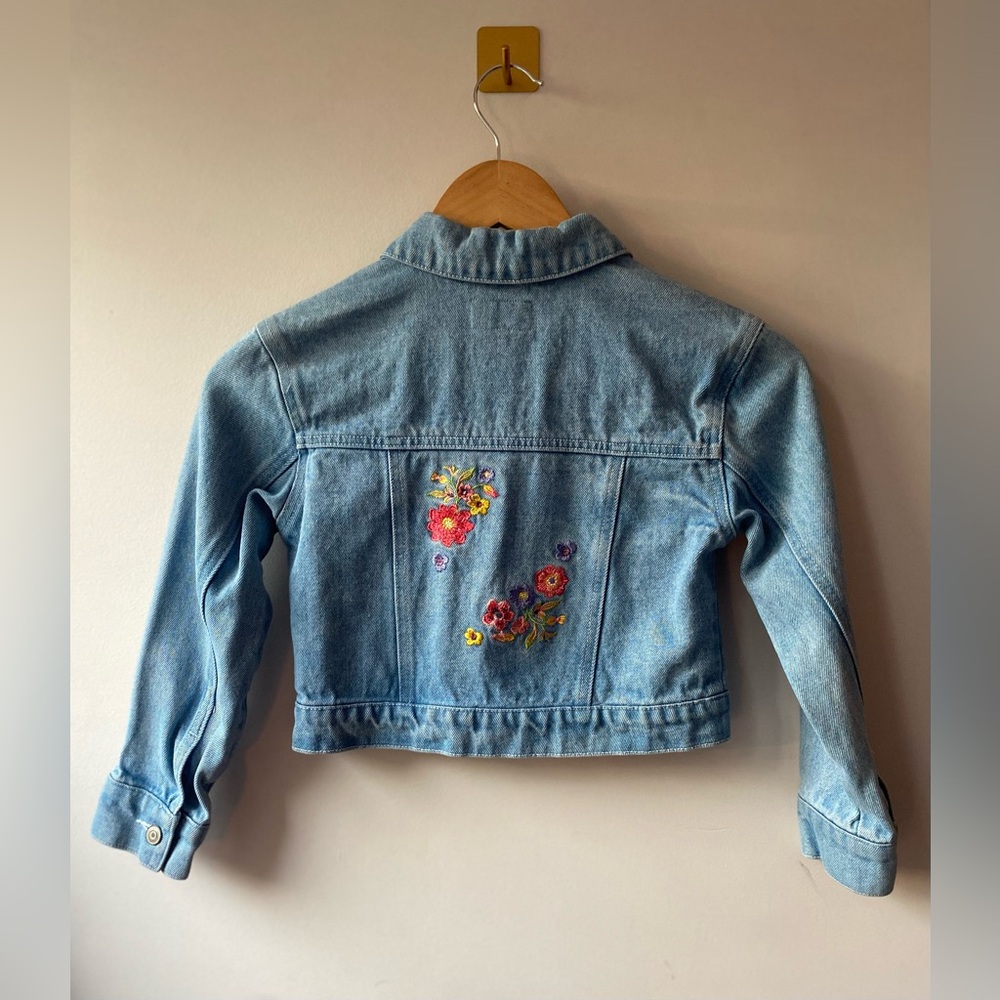 Girl’s Small 7/8‎ American Girl In Bloom Floral Embroidered Jean Jacket